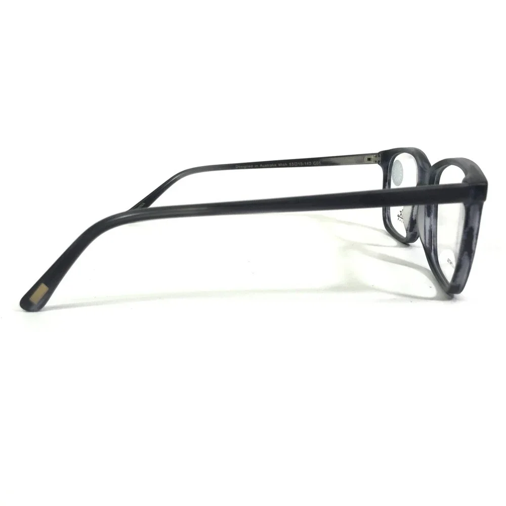 Iconik Eyeglasses Frames Mish C01 Black Blue Horn Square Horn Rim 53-15-140